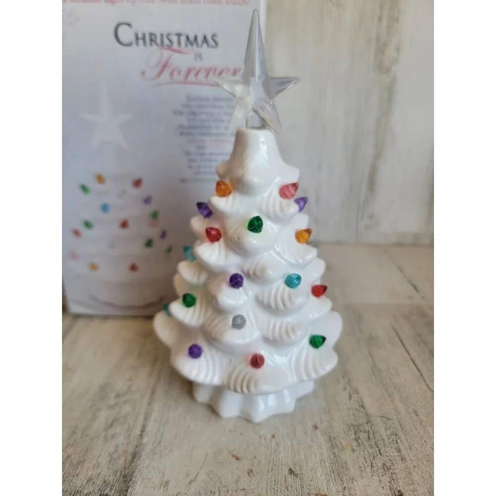 Christmas AS IS forever white‎ ceramic lighted tree! Home decor